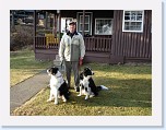 DSC00278 * Chris with the boys outside the log cabin. * Chris with the boys outside the log cabin. * 640 x 480 * (95KB)